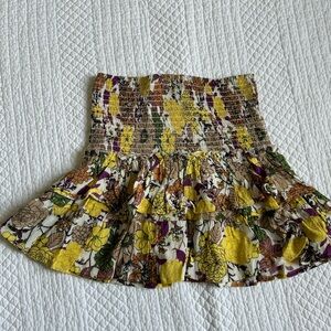 Skylar + Madison Yellow Floral Smocked Tiered Mini Skirt